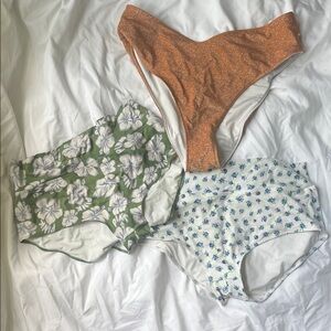 4/$25 SALE BUNDLED LOT OF THREE PINK VICTORIAS SECRET XL HIGH WAIST SWIM BOTTOMS